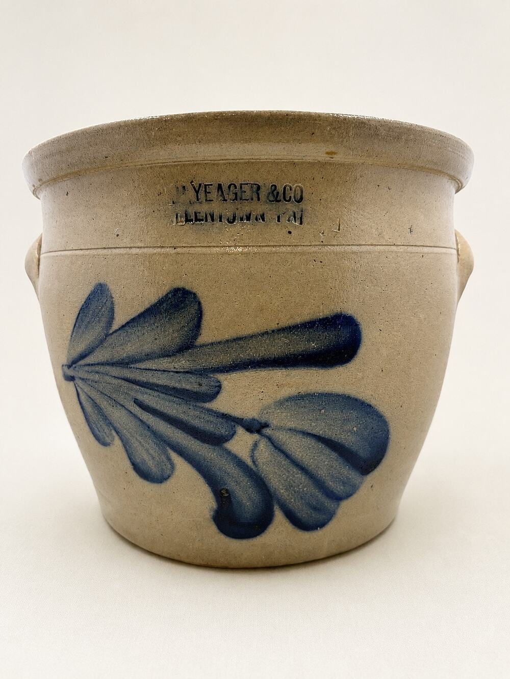 L. H Yeager Allentown PA 19th Century Stoneware Crock